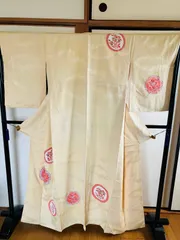 着物 訪問着 正絹 / 黄色系 イエロー系 / 草花文 丸 雲 / 身丈約159cm 裄丈約64.5cm 袖幅55cm 後幅29.5cm 前幅23cm TCS着物 W40