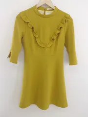 ◇ REDYAZEL レディアゼル 七分袖 ミニ ワンピース サイズM マスタード イエロー系 レディース P  【1208310001055】