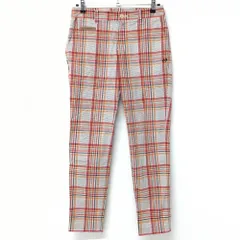 【美品】マスターバニー パンツ レッド×オレンジ×白 チェック  レディース 2(L) ゴルフウェア MASTER BUNNY EDITION