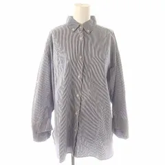 ミラオーウェン Mila Owen 23SS 釦ダウンタブスリーブキャンペーンシャツ ストライプ 長袖 F 紺 ネイビー 白 ホワイト /MF ■OS