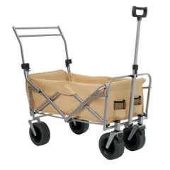 「数量限定セール」全新品 【ベージュ】両手ハンドル キャリーワゴン アウトドアワゴン 後ろ開け 折りたたみ コンパクト