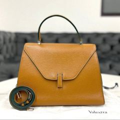 美品☆ ヴァレクストラ イジィデ ラージ ブラウン 2way ハンドバッグ 
