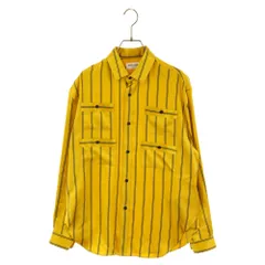 SAINT LAURENT PARIS (サンローランパリ) 21AW シルク ストライプ 4ポケット 長袖シャツ イエロー 663675 Y2D18のサムネイル