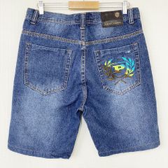 PHAT FARM デニム ショートパンツ 色落ち 刺繍 サイズ：W35 インディゴ