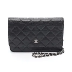 シャネル CHANEL ショルダーバッグ マトラッセ ブラック キャビアスキン(グレインドカーフ) マトラッセ チェーンウォレット レディース U