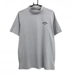 【超美品】キャロウェイ 半袖ハイネックシャツ グレー×黒 胸元ボーダー地模様 袖ライン メンズ LL ゴルフウェア 2023年モデル Callaway