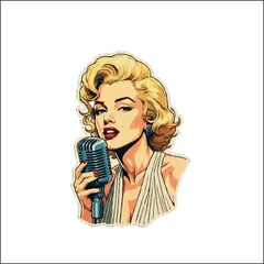 ST-108 マリリン・モンロー ヴィンテージアート風 防水ステッカー