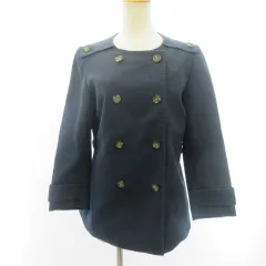 マークバイマークジェイコブス MARC by MARC JACOBS ノーカラージャケット ダブル ブレザー 紺 ネイビー S ■GY31のサムネイル