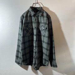 Hurley グリーン系チェック 長袖フランネルシャツ S
