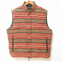 #wnc パパス Papas ダウンベスト ベスト ジレ L 黄 赤 白 ボーダー ジップアップ メンズ [947062]のサムネイル