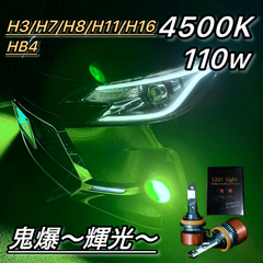 フォグランプ LED バルブ 爆光 H8 H11 H16 HB4 H3 H7 緑色 グリーン 汎用 ～輝光～ 4500K