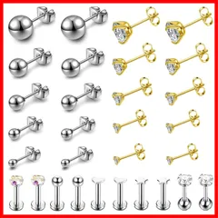 【人気商品】[Aroncent] ボールピアス 軟骨ピアス ボディピアス 20g 鼻ピ ダイヤ ファーストピアス ストレート バーベル メンズ レディース ファッション アクセサリー(30点セット)