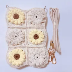 【a2◯編み物】グラニースクエア　フラワー　モチーフ　ポシェット
