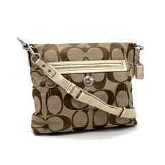 【中古】良品 COACH コーチ シグネチャー キャンバス ショルダー バッグ eY0795N