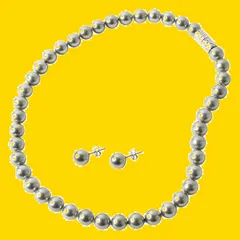 【新着商品】セット イヤリング 】真珠 8mm パールピアス 結婚式 冠婚葬祭 選べる 卒業式 【 入学式 アクセサリー 【 [ 真珠のネックレス まつよ 花珠貝パール 花珠貝パール ] マグネット式 長さ: 45cm 】 色: 日本製 グレー セット: パー