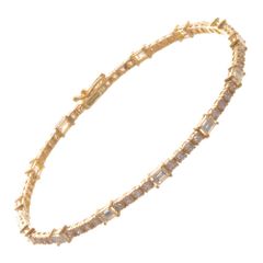 ブレスレット メンズ 18金 K18 18K バゲットカット ダイヤモンド 3.5カラット イエローゴールド ジェンダーレスジュエリー ジュエリー ユニセックス 日本製 刻印入り 鑑別書付き