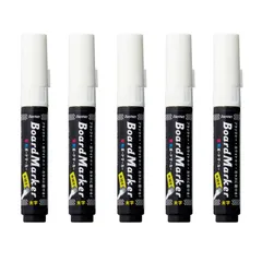 【新着商品】220658 ホワイト 5本セット LBM1047W 太字 蛍光 ボードマーカー 黒板 レイメイ藤井