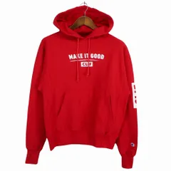 Champion チャンピオン リバースウィーブ 企業ロゴ パーカー CLIF Bar クリフバー プルオーバー レッド (メンズ S) 中古 古着 O4072