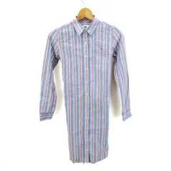 ラコステ シャツワンピース 長袖 ストレッチ ブランド トップス レディース 38サイズ グレー×ピンク LACOSTE 【中古】