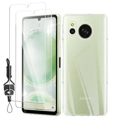 【2+1枚セット】AQUOS sense8 用の フィルム+AQUOS sense8 用の ケース Nutmeg【日本旭硝子素材】アクオス センス 8 SH-54D SHG11 用の 強化ガラスフィルム(2枚)+保護カバー(1枚)透明保護ソフト シリコンケースのサムネイル