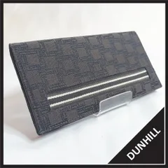 ✱DUNHILL（ダンヒル）✱ 長財布 ロゴ 総柄 キャンバス レザー ブラック 黒 グレー ロングウォレット フラップ 二つ折り メンズ ビジネス フォーマル スーツ クラシック スリム シンプル お洒落 ブランド 高級感 プレゼント ギフト 美品