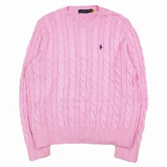 ポロ ラルフローレン POLO RALPH LAUREN ケーブル編み コットン ニット セーター クルーネック プルオーバー L ピンク ur77 【中古】