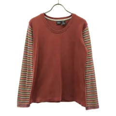 patagonia パタゴニア ボーダー ロゴ刺繍 長袖 クルーネック Tシャツ S レッド カットソー ロンT アウトドア 53620 レディース 古着