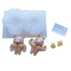 新品 【シリコンモールド】筋肉くまさん 大小２点セット マッチョくま うさぎ ゆめかわ シリコンモールド スクイーズ レジン型 キーホルダー アクセサリー ネイルパーツ ネイルチップ デコパーツ 飾り物 貼り付けパーツ 装飾 UVレジン LEDレジン 手芸 ク