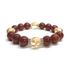 12mm 四神獣金彫水晶×赤瑪瑙 パワーストーン ブレスレット天然石 運気上昇 開運  [l] 金運 ギャンブル運 お守り 青龍 白虎 玄武 朱雀 （シルバー）メンズ・レディース　男性・女性　数珠ブレス　開運  [l]