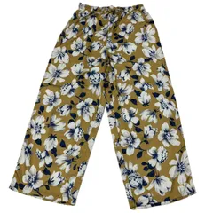 花柄ワイドパンツ イージーパンツ ウエストゴム ゴールド系 マスタードイエロー系【JAYRO/JUN】(中古・未使用)