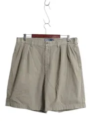 【お得なクーポン配布中!】 90s ポロ ラルフローレン コットン チノ ショートパンツ メンズ 36 / 古着 オールド ショーツ 短パン ツータック ゆったり チノパン カーキ
