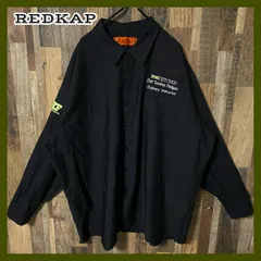 ワーク ブラック 4XL オーバーサイズ レッドキャップ シャツ メンズ  長袖