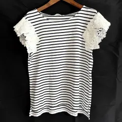 #snc インゲボルグ INGEBORG Tシャツ カットソー 11 白 黒 ボーダー レース レディース [843554]のサムネイル