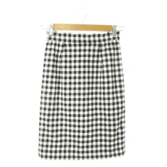 ウィルセレクション WILLSELECTION スカート タイト ひざ丈 スカラップ ギンガムチェック バックゴム S 黒 ブラック /AO11