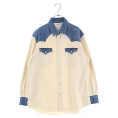 CELINE (セリーヌ) 22SS UNION OCEAN WASH ユニオンオーシャン デニム切替ウエスタン長袖シャツ インディゴ/アイボリーのサムネイル