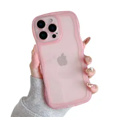 ZTOFERA iPhone 14 Proケース用、クリア透明可愛いうねうね波状フレームおしゃれデザインスマホケース、ソフトTPU滑り止め傷防止耐衝撃性の電話カバーiPhone 14 Proケース用、ピンク