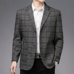テーラードジャケット メンズ ブレザー チェック柄スーツ 2つボタン アウター お兄系 スーツジャケット 通勤 出張 紳士服 40代 50代のサムネイル