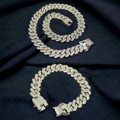 2点セット】✨マイアミキューバンブレスレット&テニスブレスレット18cm