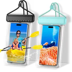 スマホ 防水ケース 【新登場 & 2枚セット】 IPX8完全防水 指紋認証/Face ID認証対応 高透過率 水中撮影 防水 ケース お風呂 山登り 海水浴 釣り 水泳など適用 タッチ快適 iPhone/Android 7.2インチ以下全機種対応 (ブラッ