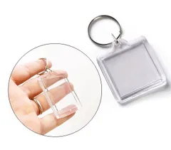 クリアキーホルダー 長方形 正方形 ハメパチ オリジナル ハンドメイド フォトフレーム アクリル フォトインキーホルダー ナスカン金具付き フォトキーチェーン 写真 クリア キーホルダー 作成キット 透明 アクセサリー ストラップ