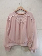 アクシーズファム axes femme  カットソー 長袖 レース シフォン 花 ピンク Mサイズ