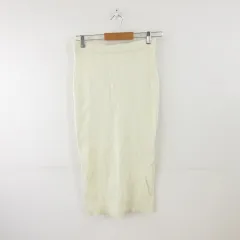レプシィム ローリーズファーム LEPSIM LOWRYS FARM リブニットスカート タイト ロング ストレッチ アイボリー F *A288
