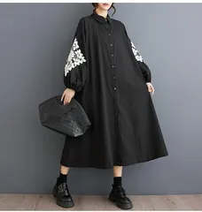 新品 2026新作 モード系　ロング　配色　ワンピース　レース　個性　秋冬　大きいサイズ レディース 秋冬　春 新品 長袖