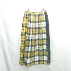 ◇ ⊇ AMERICAN HOLIC アメリカン ホリック チェック柄 ロング フレア スカート サイズL イエロー系 レディース E  【1501230013512】