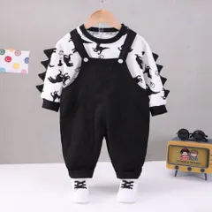 ☆ ブラック ☆ 110CM ☆ セットアップ カジュアル キッズ pmykidssetup30 セットアップ tシャツ 男の子 オーバーオール パンツ ズボン 長袖シャツ 長袖 シャツ Tシャツ カジュアル 子供用 子供 こども 子ども キッズ おしゃれ