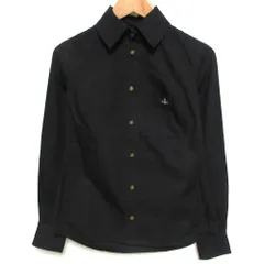ヴィヴィアンウエストウッド レッドレーベル 長袖シャツ 丸襟 刺繍オーブ 黒 Vivienne Westwood RED LABEL 丸襟 長袖シャツ ブラウス 2 M 黒