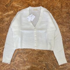 新品 未使用 ROSE BUD ショート丈 カーディガン FREE SIZE 長袖 ホワイト モヘヤ混 ローズバッド トップス Ladies レディース