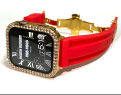 金×赤アップルウォッチキラキラカバーケースAppleWatchラバーバンドベルト