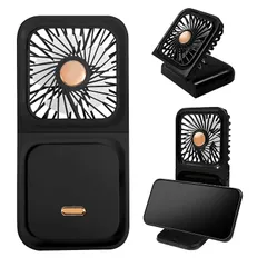 GDT Global Dream Technology ハンディファン 小型 首かけ 強風 卓上 スマホスタンド 手持ち扇風機 静音 充電式 ブラック