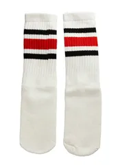 SkaterSocks (スケーターソックス) 14インチ キッズ 子供 ロング チューブソックス 靴下 US MADE 70年代 アメリカ製 スケートボード スケボー オールドスクール（ホワイト×ブラック×レッド）